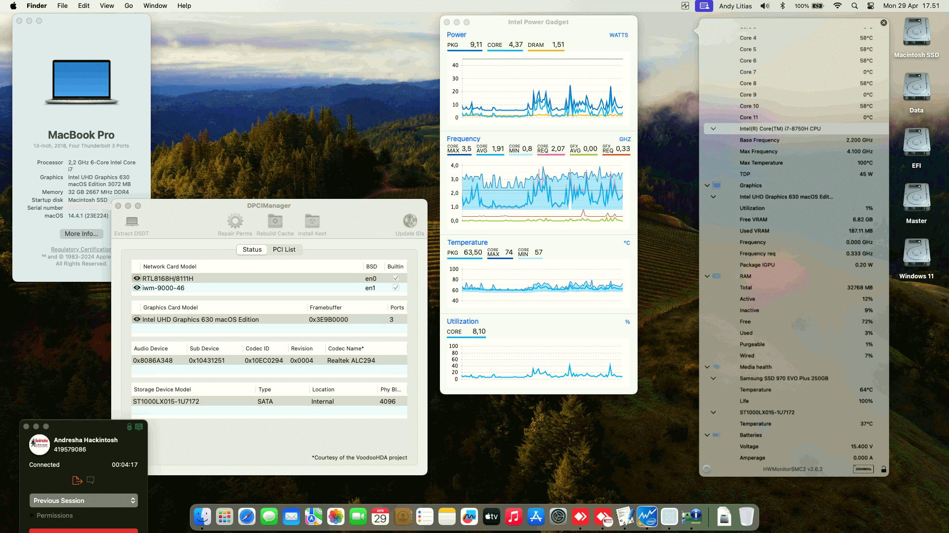 Success Hackintosh macOS Sonoma 14.4.1 Build 23E224 in Asus ROG Strix HERO II GL504GM-ES029T